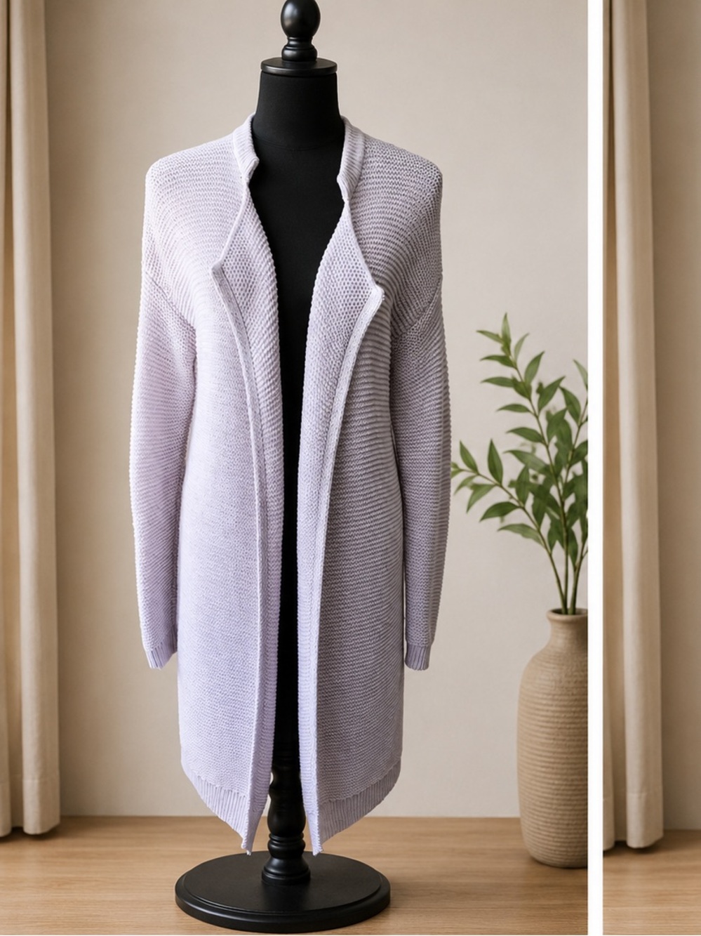 Light Lavender Open-Front Women's Knit Cardigan Sweater size S